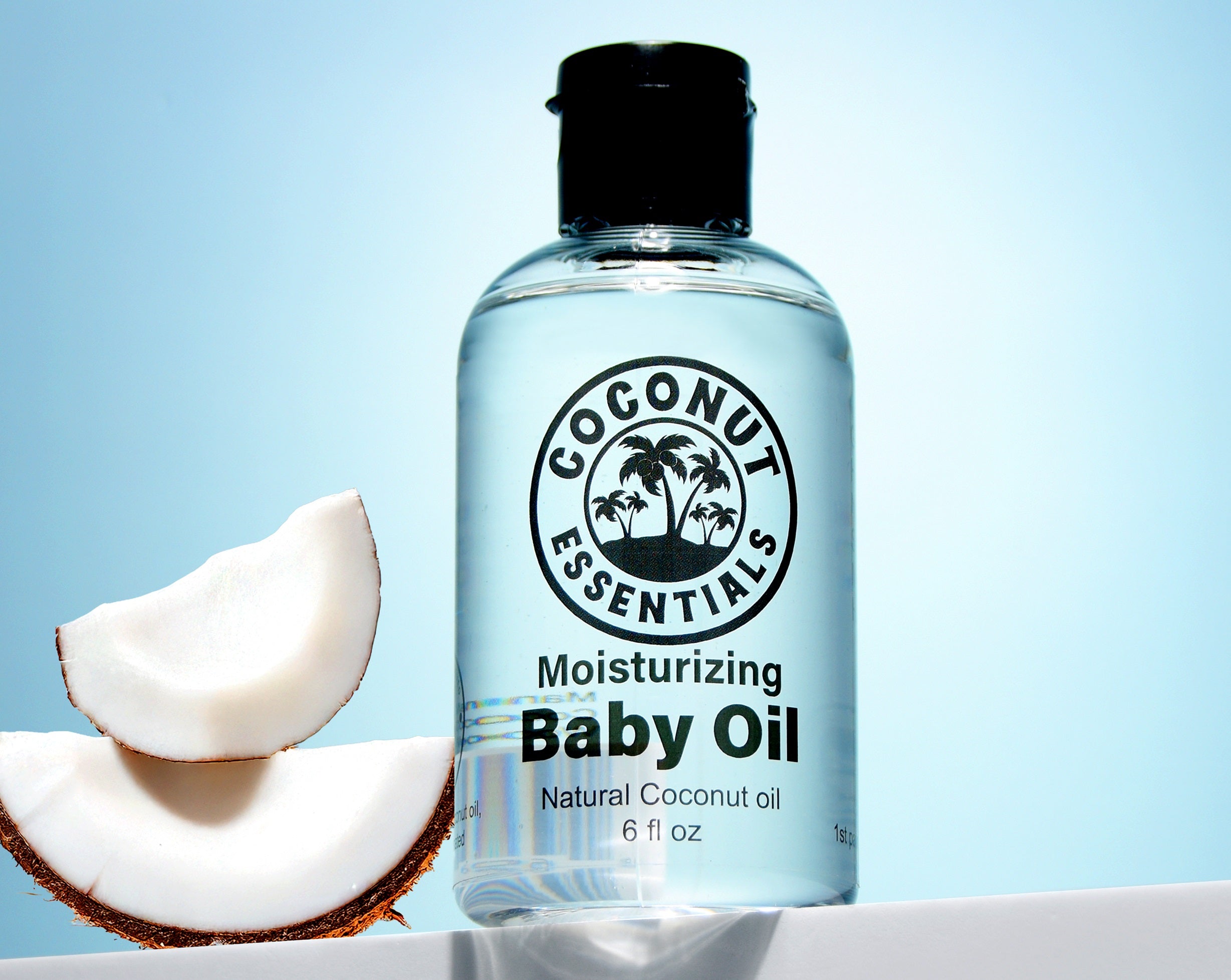 Natural Baby Oil for Infants, Liquid Coconut Oil Moisturizer -  No Mineral Oil, Baby Massage Oil with MCT | Sensitive Skin, Eczema & Dry Skin Relief | Fragrance Free - Coconut Essentials (6 oz)