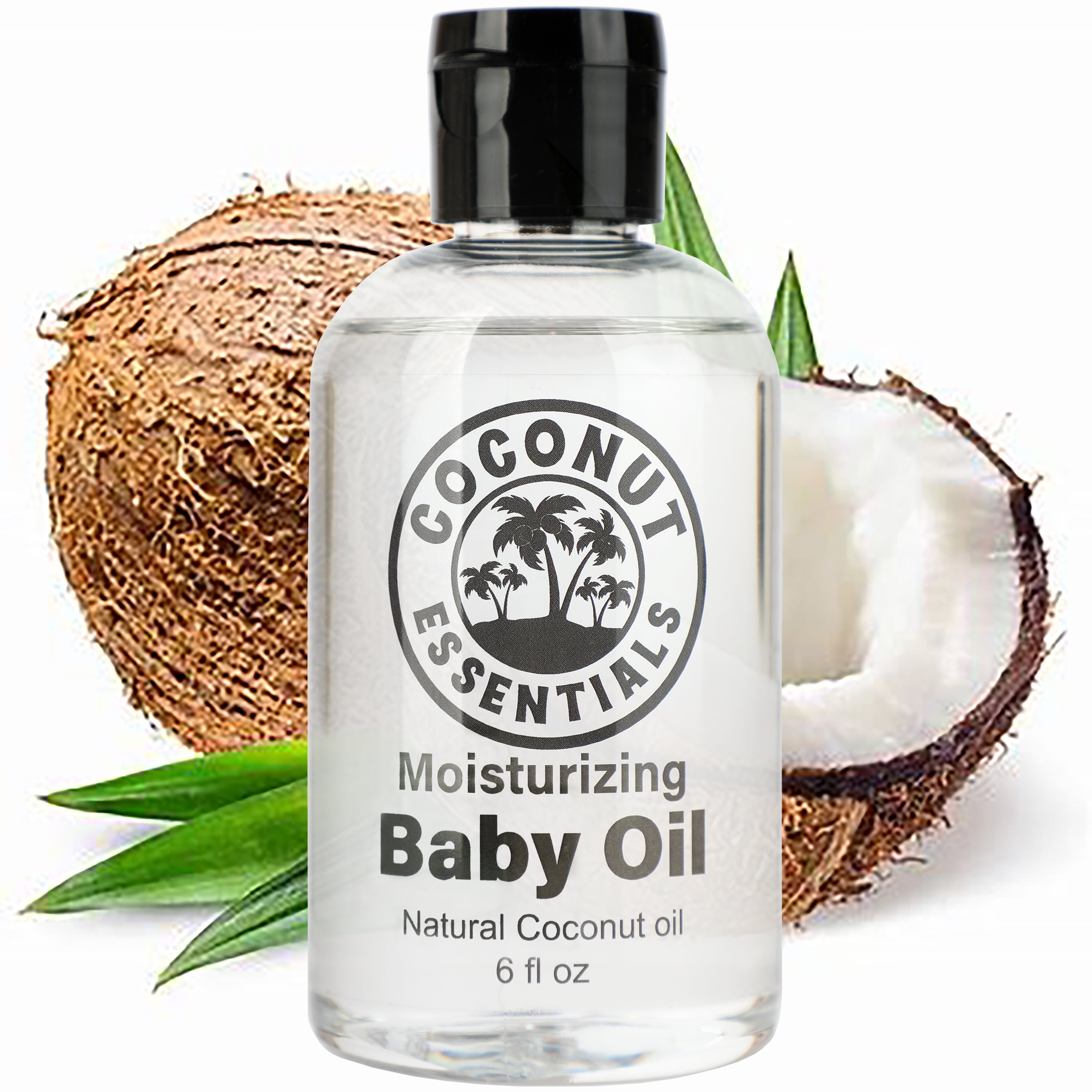 Natural Baby Oil for Infants, Liquid Coconut Oil Moisturizer -  No Mineral Oil, Baby Massage Oil with MCT | Sensitive Skin, Eczema & Dry Skin Relief | Fragrance Free - Coconut Essentials (6 oz)