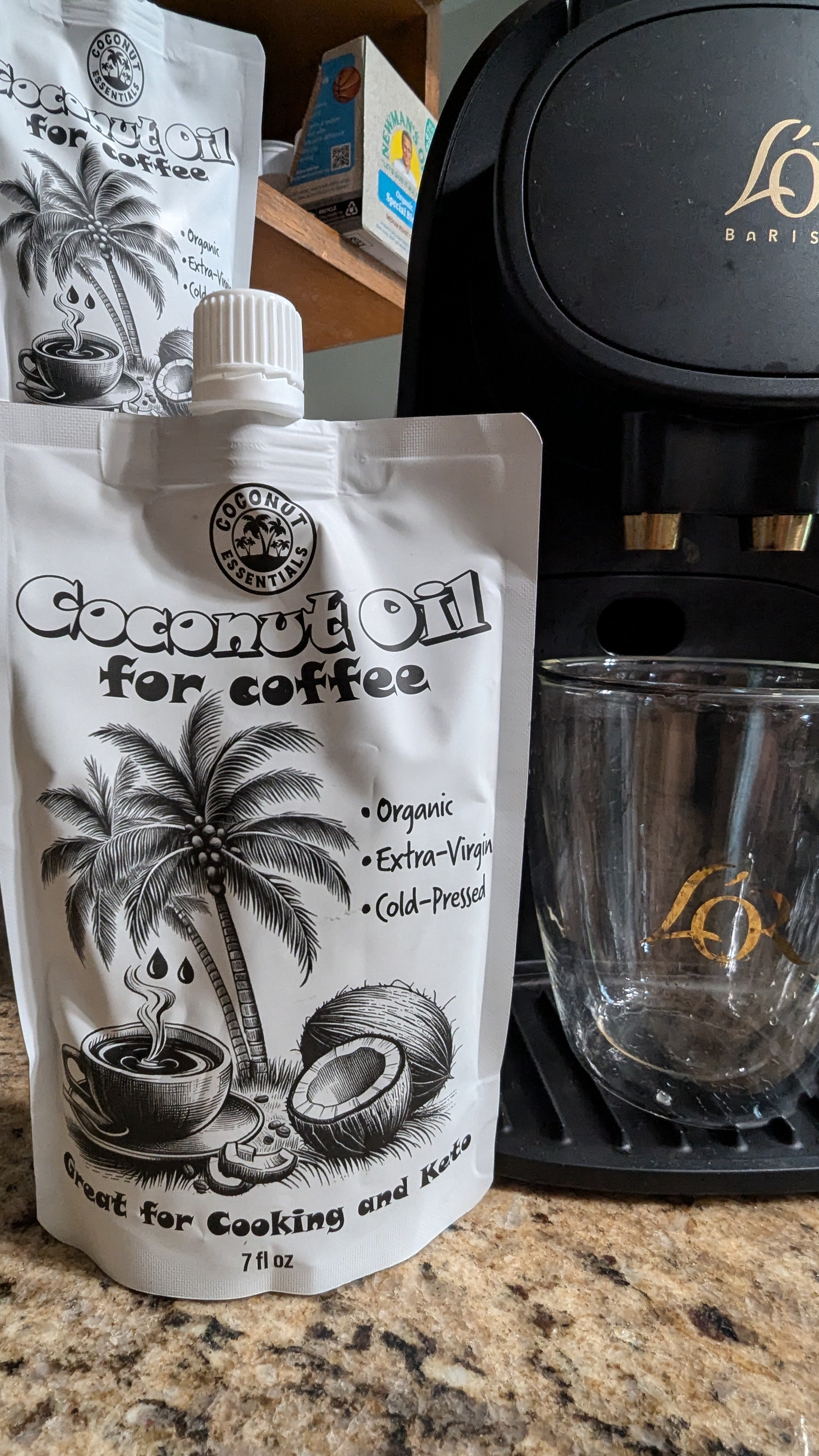 Coconut Oil for Coffee - Keto friendly - Great tasting organic cold pressed coconut oil - 7 fl. oz pouch