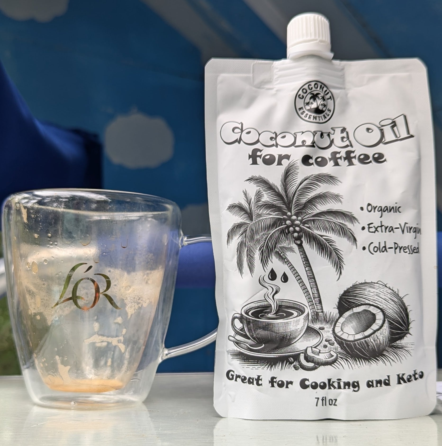 Coconut Oil for Coffee - Keto friendly - Great tasting organic cold pressed coconut oil - 7 fl. oz pouch